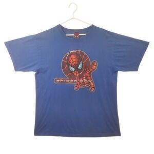 Vintage 2002 Marvel Spider-Man Movie Promo T-Shirt Blue Mens Large Graphic Tee